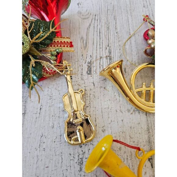Tuba horn guitar ornaments set lot gold red - Picture 2 of 10